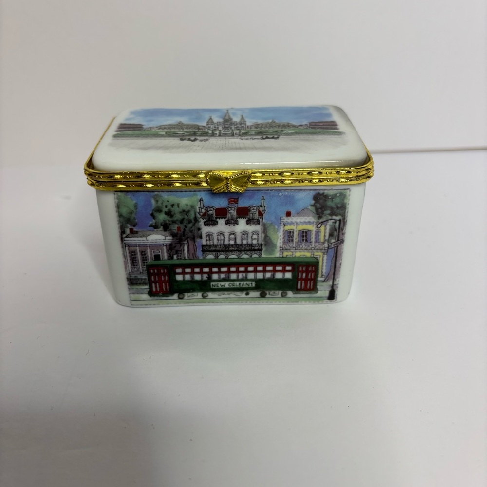 Decorative New Orleans Keepsake Box with Gold Accents
